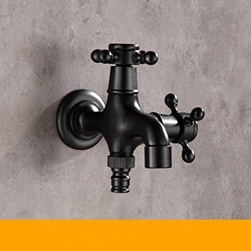 Brass Black Faucet Bathroom Washing Machine Faucet Mop Taps Toilet Corner Faucet Tap Garden Outdoor Mixer Double Using(ZT001B)