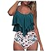 Badeanzug mit Kurzen Unterseite Surfanzug mit Sonnenschutz Damen Badeanzug Hohe Bikini Kurzarm mit Blumenmuster für Damen Bikini Zweiteiliger Badeanzug Swimsuit Fraue Sommer Strand BH Bikini Set