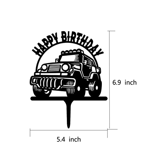 Black Pickup Car Silhouette Happy Birthday Cake Topper, Suv Design Birthday Cake Topper, Off-Rode Car Birthday Cake Topper For Your Husband Or Son And Friends' Birthday Party #TOP5