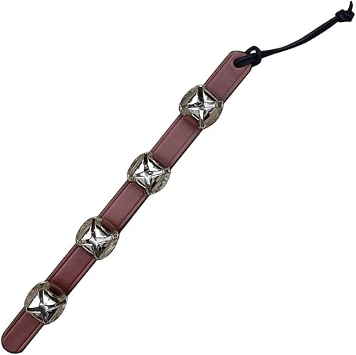Miniatura 28 de RRD - Campanas colgantes de trineo para puerta 4 campanas colgantes de latón en correa de cuero negro Cascabel multiusos para puerta de trineo de