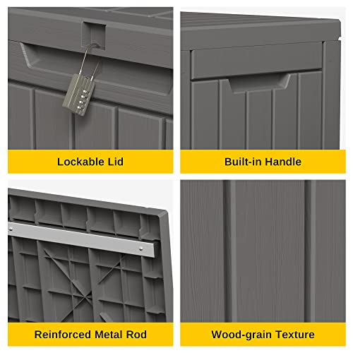 Image of EAST OAK 60 Gallon Outdoor Storage Box, Deck Box for Indoor and Outdoor Use, Waterproof Resin Storage Bin for Patio Cushions, Gardening Tools, Grey