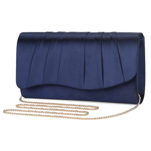 UBAYMAX Clutch Purses for Women Formal, Pleated Satin Evening Bag Evening Purse Handbags Evening Clutch for Prom Party Wedding (Blue) by UBAYMAX - Used condition - Image 9