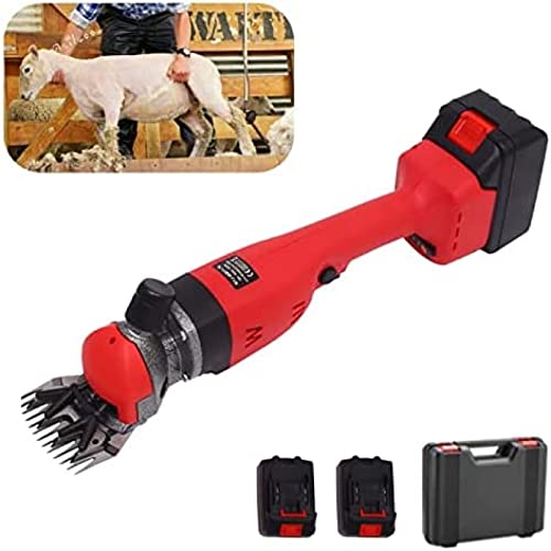 800W Heavy Duty Electric Pet Sheep Shearing Clipper Shear Goat Alpaca Farm & Carrying Case (2x Lit(wool Shears),2x Lithium Battery,GQYYS