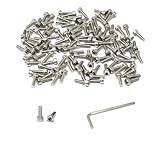 iexcell 100 Pcs M3 x 10mm Thread Pitch 0.5 mm Stainless Steel 304 Hex Socket Head Cap Screws Bolts Kit