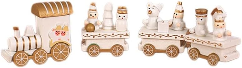 Wooden Christmas Train Set with 3 Carriages for Holiday Decor - Festive for mini Railway Toy for Table Centerpiece 8.27 InchWhiteyig