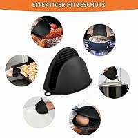 AUAUY 1 Paar Silikon Ofenhandschuhe Verdicken, Hitzebeständig, Schwarz | Mini-Ofenhandschuh, Anti-Rutsch Topflappen, Mini Ofen Mitts, Wasserdichte Topfhandschuhe zum Backen, Kochen, BBQ Grillen – Ansicht 7
