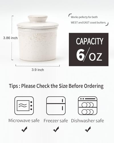 HOME DECOR Reaktywna glazura maselniczka z pokrywką, francuska reliefowa maselniczka z linią wodną, pojemnik na masło do świeżego masła do smarowania - kremowy w cętki