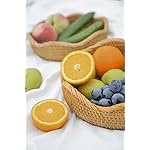 HITOMEN Handmade Rattan Bread Baskets Round Wicker Fruit Serving Storage Bowls, Natural Woven Decorative Kitchen Counter Organizing (Honey Brown) M-10.2'' - Image 4
