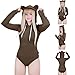 Littleforbig Cotton Romper Onesie Pajamas Hoodie Bodysuit - Cozy Bear Hoodie Sweatshirt Onesie Brown 2XL