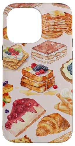 Food Cute Collage Breakfast Watercolor Dessert Case for iPhone 14 Pro Max