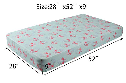 Tontukatu Stretchy Fitted Crib Sheets Set 2 Pack Portable Crib Mattress Topper For Baby Girl Boy,Ultra Soft Jersey Knit,Full Standard Flamingo Elephant Horse Lt Green Pink #TOP5
