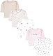 TupTam Baby Mädchen Langarmshirt Gestreift 5er Set, Farbe: Blätter Blumen Herzchen Puderrosa Hellbeige, Größe: 80