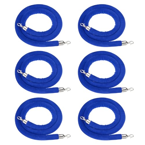 Corde de barrière en velours bleu PATIKIL 6 pack avec crochets en acier inoxydable argenté