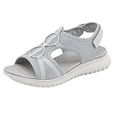 JEUROT Comfortable Sandals for Women Open Toe Slip On Sandals Breathable Cutout Sport Running Platform Shoes with Ankle Strap (Grey, 8.5)