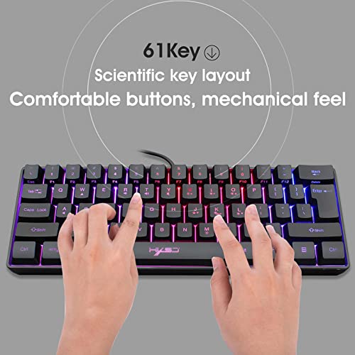 Mini clavier filaire de jeu RVB rétroéclairé avec souris USB compacte