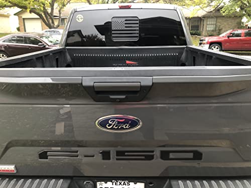 Image of Xinghe for 2015-2025 2026 F150 F250 F350 Rear Middle Window American Flag Decal for Truck, Matte Black USA Flag Decal for Truck Back Sliding Window, for Ford Raptor Accessories