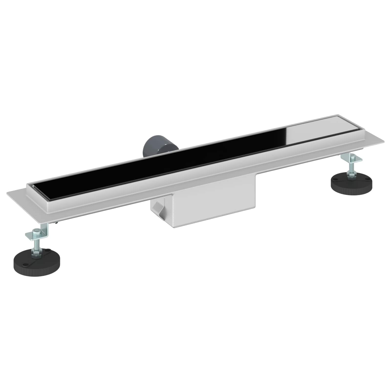 Desagüe de ducha de 60 cm negro con cubierta de cristal – Elegante canaleta de ducha de acero inoxidable para duchas parecidas al suelo – Desagüe de ducha delgado para baño