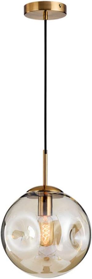 KUYT KUYT Lamp Kroonluchters Plafond Liatht Lamp Lichtbol Voor Slaapkamer, Lichte Hand Blaasglas Schaduw, E27 Sferische Verlichting/Amber/Zoals Getoond