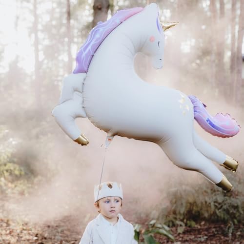 image for Large Unicorn Balloon 44.5x32.7 Inch PartyDeco, Flying Unicorn Balloon