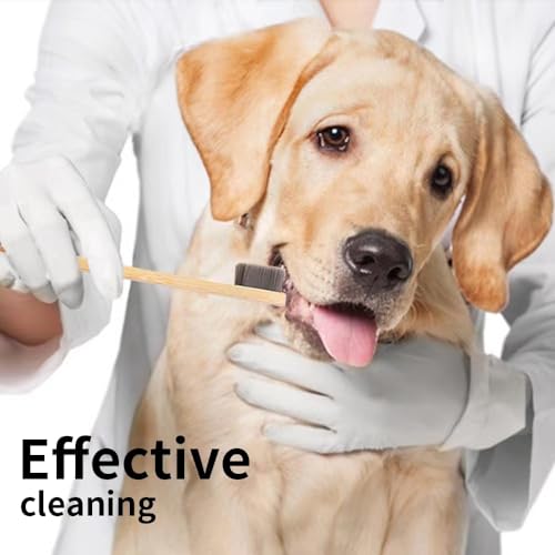 Image of DR PERFECT Dog Toothbrush, Micro Nano Ultra Soft Bristle for Sensitive Gum, Small to Large Dog Teeth Cleaning, Bamboo Toothbrush, Easy to Brush Teeth, Fresh Breath (4)
