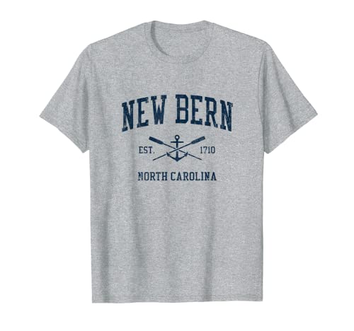 New Bern NC Vintage Navy Crucados Remos & Ancla de barco Camiseta