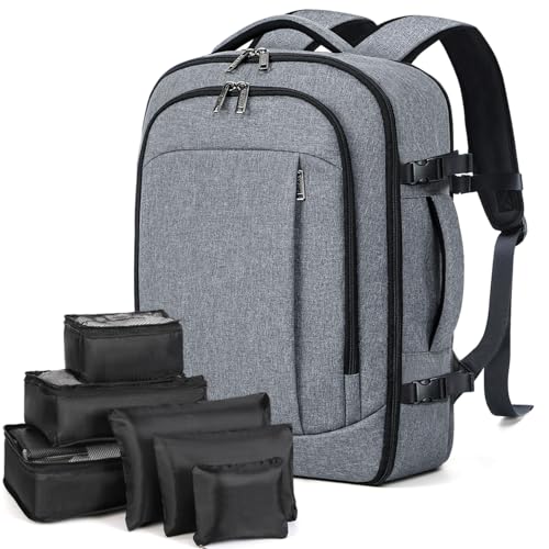 Lekespring Ryggsäck handbagage flygplan Ryanair handbagage reseryggsäck dam med 6 delar klädpåsar, packningskuber för kort...