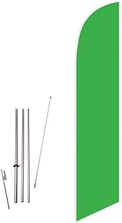 Solid Lime Green Color Advertising Decorative Feather Flag with Complete 15ft Pole kit and Ground Spike