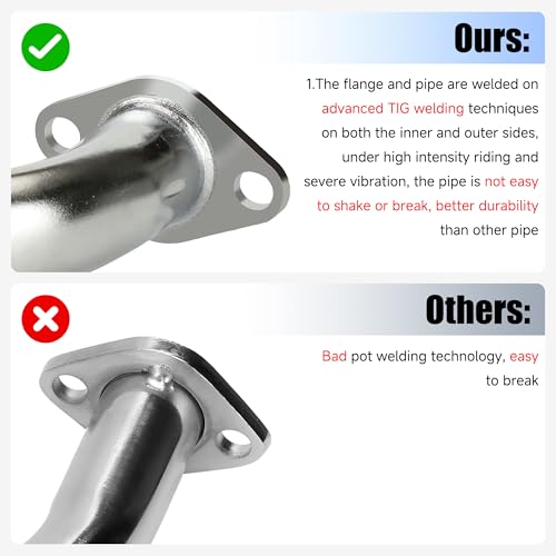 YOXUFA Exhaust Header Pipe Replacement for Predator 420 301cc 8hp GX240 270 390 Mini Bike Go Kart Golf Cart Mud Boats Lawnmower OHV Clone with Heat Shield Tape Parts Silver by YOXUFA - Image 3