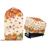 NETILGEN Kitchen Appliance Dust Covers Set of 2 Stand Mixer Food Processor Blender and Toaster Bread Maker Oven Oil-proof Protector Covers Maple Leaf Pumpkins Print