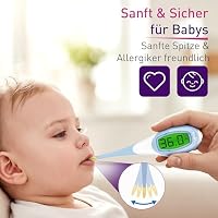 scala SC 2050 Digitales Fieberthermometer – großes, leuchtendes LCD mit Farb-Alarm (grün/gelb/rot) – flexible nickelfreie Spitze, wasserdicht, Batterie wechselbar; für Baby, Kinder, Erwachsene – Ansicht 4