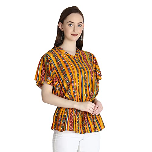 Image of GRECIILOOKS Printed Regular Fit Jeans Rayon One Piece Western Tops for Women Stylish