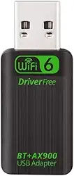 Adaptador WiFi 6 USB AX900 Dual Band 2.4/5GHz Com Bluetooth 5.4 | Adaptador de Rede Sem Fio USB 900Mbps Dualband 2.4 e 5Ghz para PC Desktop | Plug and Play para Windows 10/11