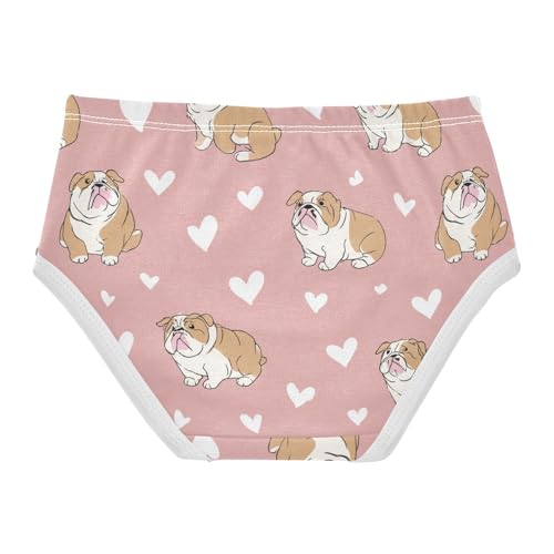 Wusikd Cute Bulldog Girls' Underwear Cotton Pink Hearts Girls Briefs Soft Toddler Underwear 2T2