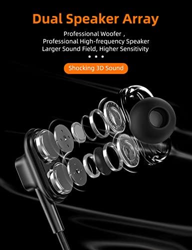 MAS CARNEY Wireless Bluetooth in-Ear Earphones BI2Neckband Magnetic Headphones with Microphone Dual Drivers for Phone Call Music Running Sports Gym, Black