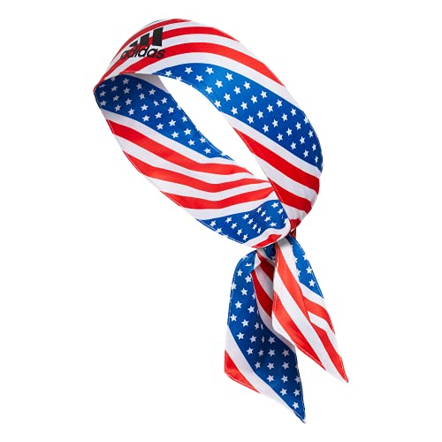 Image of adidas Alphaskin Tie Headband, Americana Flag Aop /Black, One Size