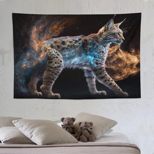 Tapisserie lynx des animaux tenture murale decorative pour creer un salon cosy style nature