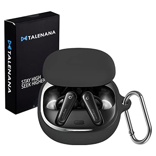 TALENANA for Anker Soundcore Liberty 4ケース シリコーン 保護カバー 耐衝撃 防水 防塵 キズ防止 装着充電可能 全面保護ケース イヤホン カラビナ付き Anker Soundcore Liberty 4 対応(ブラック)