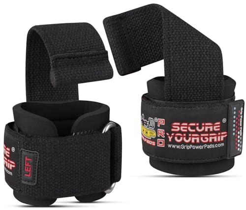 Gym Lifting Dowel Straps Neoprene Padded Wrist Wraps for Weight Training, Bodybuilding & Fitness – Wrist and Grip Support, 2 Pack (Black)