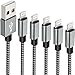 IDiSON 5Pack(3ft 3ft 6ft 6ft 10ft) iPhone Lightning Cable Apple MFi Certified Braided Nylon Fast Charger Cable Compatible iPhone Max XS XR 8 Plus 7 Plus 6s 5s 5c Air iPad Mini iPod (Black Gray)