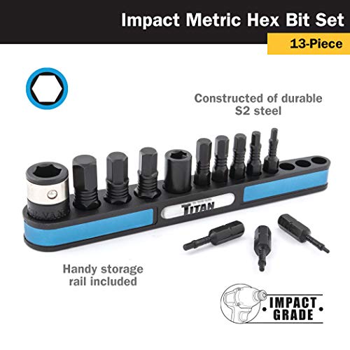 Titan 16038 13-Piece Metric Impact Grade Hex Bit Set #TOP1