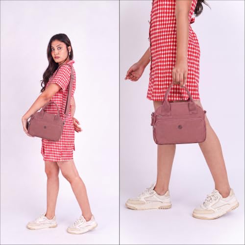 Image of TS WITH TECHSUN Small Women Crossbody Sling Bag Handbag for Travel Office Use, Water Resistant Nylon Shoulder Purse, Adjustable Strap Multipocket Organizer (25(L) X 19(H) X 9(W) CM)