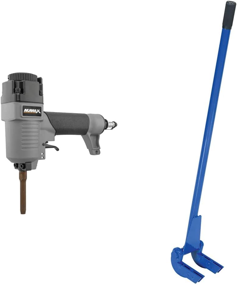 NuMax SPNNR Pneumatic Punch Nailer & Nail Remover & Vestil SKB-DLX Deluxe Steel Pallet Buster with Handle, 41",blue