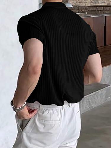 Image of Noble Monk Relax Fit |Textured| Lycra | Polo Neck T-Shirt