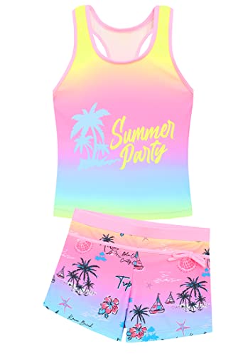Image of Akokvlar Girls Two Piece Bathing Suit Swimsuit Tankini Swimwear with Boyshort
