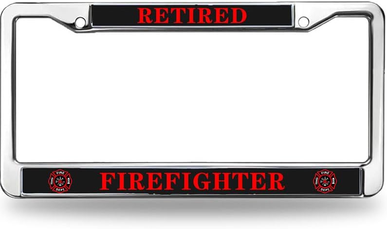 Firefighter License Plate Frame Metal Proud Firefighter Wife Weather-Proof License Plate Frame Proud Firefighter License Plate Frame Faithful Gift for Firefighter