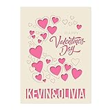 EDSG Personalized Valentines Day Gifts for Him Her Valentines Day Cards Happy Valentines Day Cards with Any Name Laser Paper Cut Card for Wife Husband Girlfriend Boyfriend New Couple(Fuchsia)