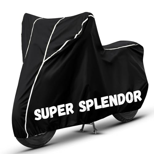 Image of Bike Cover for Super Splendor 100% Waterproof, Dustproof & Scratch Resistant| Fully Bottom Elastic UV Resistant Heavy Duty Body Cover | All Weather Outdoor Use