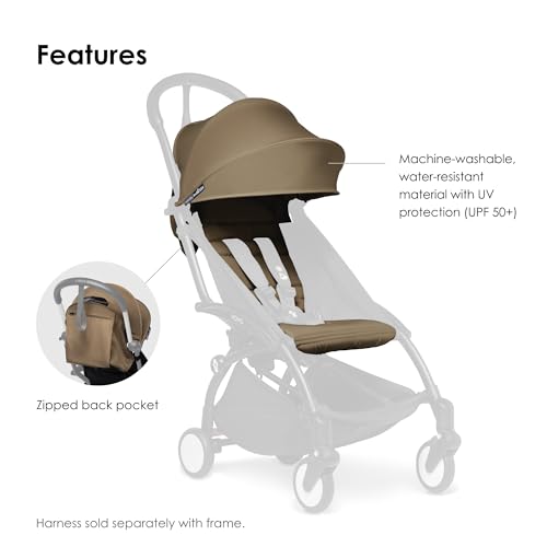BABYZEN YOYO 6+ Color Pack, Toffee - Textiles Only: Seat Cushion, Matching Canopy & Zippered Back Pocket - Requires YOYO2 Frame (Sold Separately) - Thumbnail 3