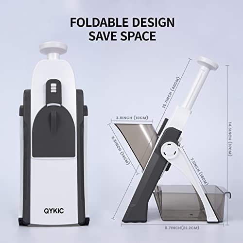 Safe Mandoline Slicer For Kitchen, All In-1 Professional Adjustable Mandolin Vegetable Slicer, Potato Slicer, Julienne, Onion Dicer, Upright Food Chopper, Includes Brush & Container (Gray) #TOP5