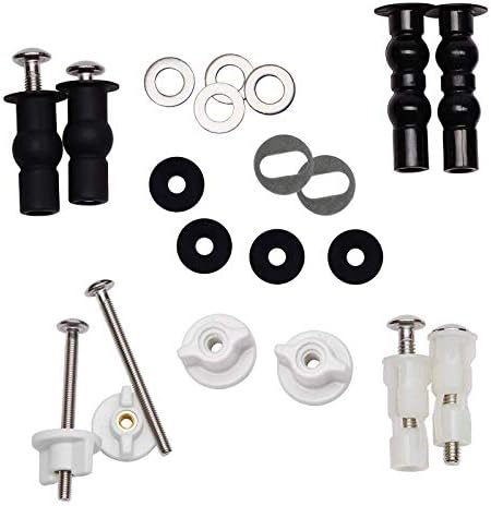 iFealClear Universal Toilet Seats Screws and Bolts, 5 Choice Fixings Expanding Rubber Top Fix Nuts Screws for Top Mount Toilet Seat Hinges, Easy to Install- Toilet Seat Replacement Parts Kit(Metal)